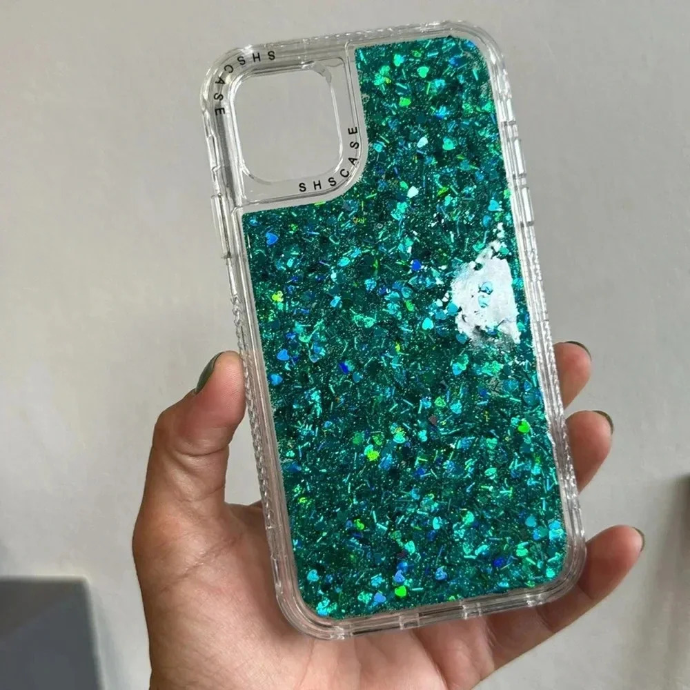 iPhone 11 | Heart- Shaped Boing Glitter Clear Phone Case - Picture 4 of 4